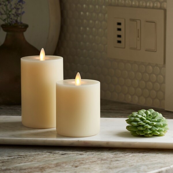LightLi Touch On/Off Moving Flame 3.25" x 4.5"Pillar LED Candle